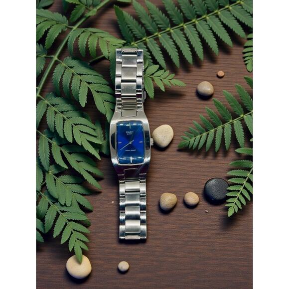 Casio MTP-1165 Blue Dial Stainless Steel Quartz Watch-Japan Movement-Mens-Silver - Picture 2 of 10